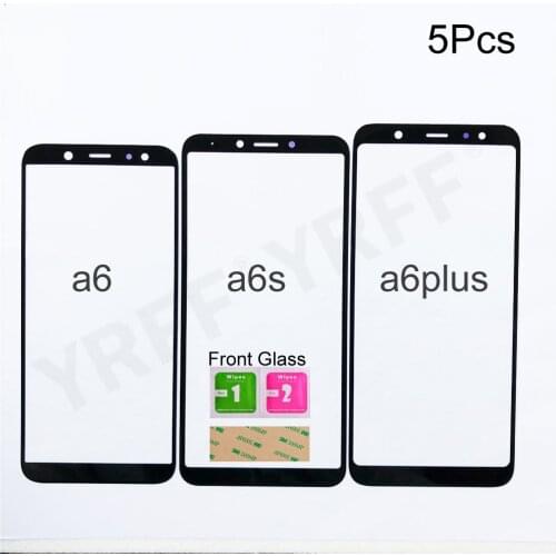 5Pcs For Samsung Galaxy A6 A6S A6 plus (2018) A605 A600 Front Glass Panel (No touch Screen) Outer Glass Cover Assembly Parts