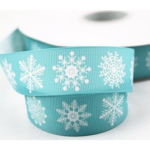 9mm/16mm/22mm/25mm/38mm/75mm Green snowflake print grosgrain ribbon 10/25/50yards DIY gift wrap sewing wedding decor ribbon