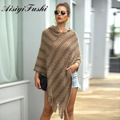 AisiyiFushi Women's Poncho With A Hood China