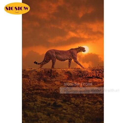 Diy 5d diamond painting leopard diamond embroidery wild animal full square resin cross stitch kit for home decoration