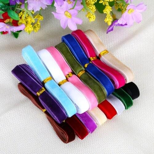 12Yard/lot Random Mixed Color Glitter Ribbon Velvet Ribbon For Headband Clips Bow Wedding Decoration Christmas Ribbon