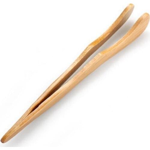Wooden Tea Tweezer Bacon Tea Clip Tongs Bamboo Salad Food Toast Bend Clip Straight Clips Kitchen Accessories Teaware