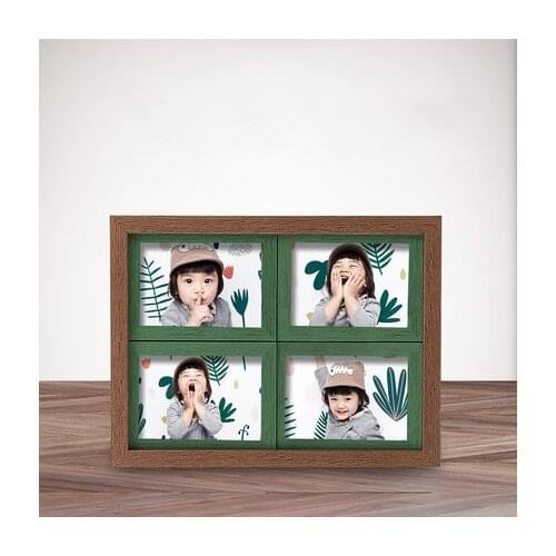 Four framed 5 inch 6 inch 7 inch childrens Siamese photo frame wood grain baby photo frame combination wall Korean version of t