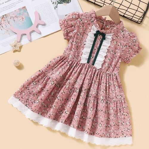For 18M-5T Print Floral Children Girls Dress Vestidos Summer Autumn Baby Girls Flower Dresses Princess Christmas Kids Costume