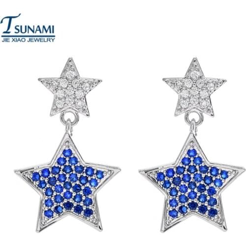 Effies new fashion trend of luxury earrings in 2018 Five-pointed Star with Point drill Pendant jewelry Stud Earrings
