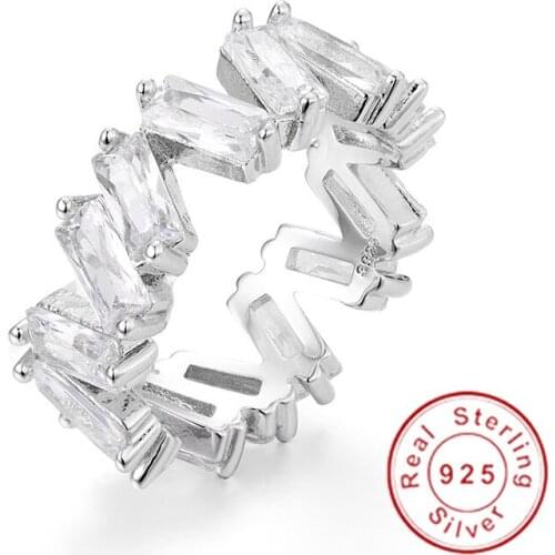 Hot Style 925 Sterling silver white Stones CZ Zircon Engagement jewelry Eternity Women Band Stacking rings for Wedding size 5-10