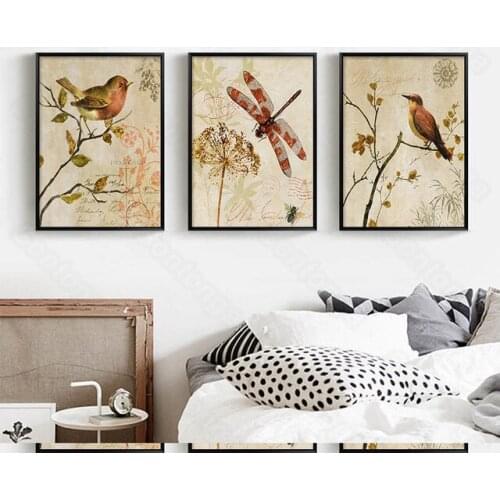 Still Life Painting Bird Branches and Leaves Autumn Light Luxury Simple Style Modern Decoration Painting Porch Living Room