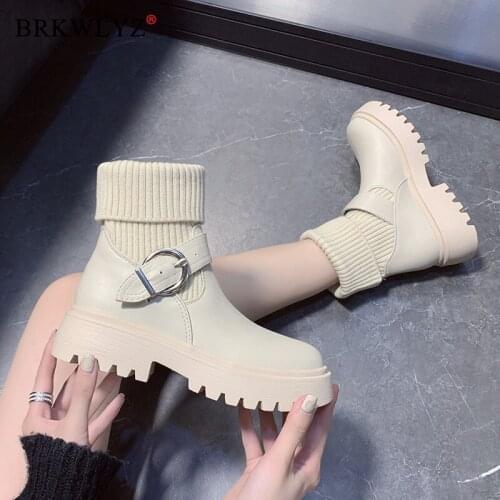 LLOGAI White Mid-Calf Boots Womens Shoes Round Toe Booties Ladies Winter Footwear Boots-women Low Heels booties Short