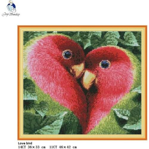Heart Shaped Bird Pattern Count Aida Canvas Cross Stitch DMC 11CT 14CT Cross-Stitch Kit DIY Hand Made Embroidery for Needlework