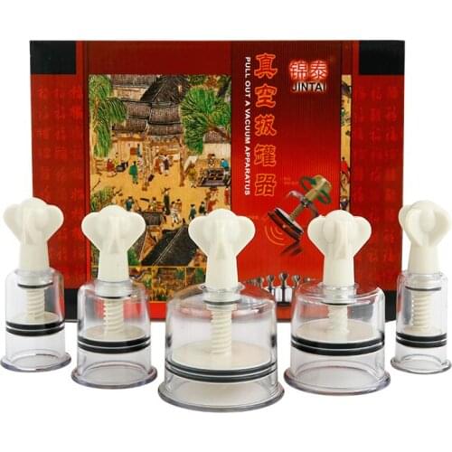 Quality 5 / 8 / 10 pcs pull out vacuum cup set thicken screw-type vacuum cupping acupuncture vacuum suction rotary magnetic can
