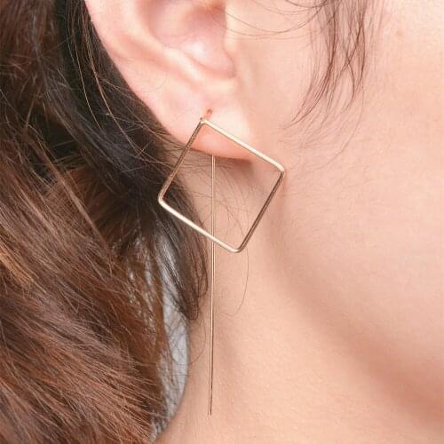 New Gold Silver Color Geometric Square Copper Earrings for Women Steampunk Style Brincos Women Party Jewelry Accessories