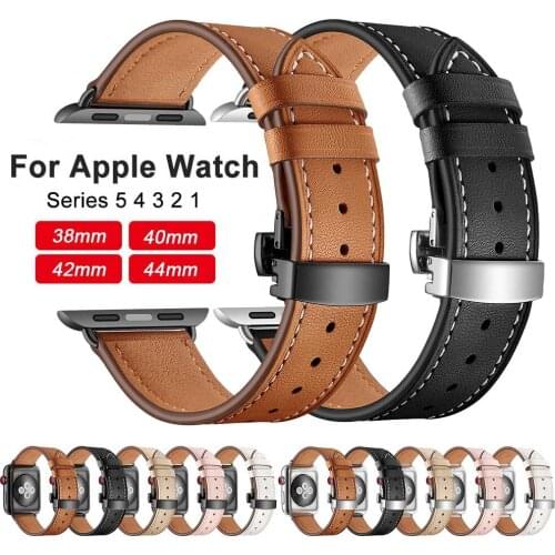 New Design Genuine Leather Watchband for Apple Watch Band Series 5 4 3 2 1 Bracelet Men/Women Leather Strap 40mm 44mm 38/42mm