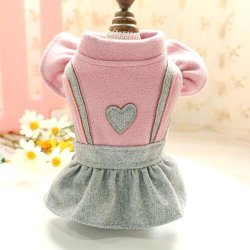 Dress For Small Dogs Cat Chihuahua Puppy Shih Tzu Yorkshire Terrier Teddy Clothes Soft Woolen Cute Heart Rabbit Ears Dog Skirt
