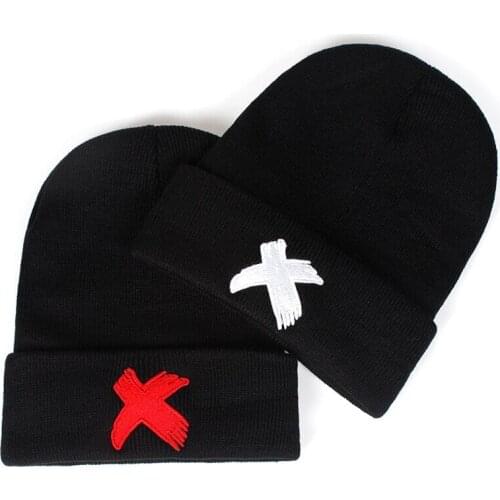 High quality men and women casual hats fashion 3D embroidery X knitted winter hat solid color hip hop hat skull unisex hat Gorro