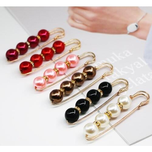 Simple Brooches Cardigan Scarf Buckle Clips Pearl Lapel Pin Womens Accessories Gifts