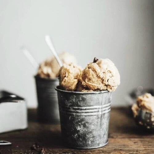 Photography Props Retro Drinkware Vintage English Printing Wrought Iron Flower Bucket Old Handle Cup Food Fruit Cup Home Kitchen