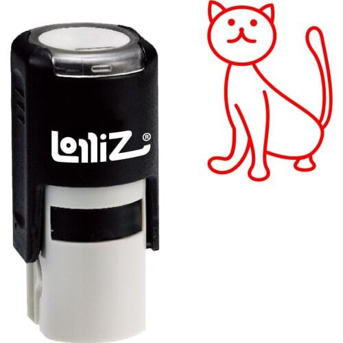 LolliZ "White Cat Sitting" Pre-Inked Rubber Stamp