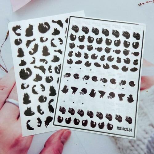 Charm Little Black Cat Pattern Nail Sticker Self-adhesive Transfer Decal 3D Slider DIY Tips Art Decoration Manicure Package