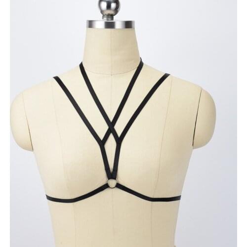Sexy Bondage Harness cage Bra Strappy Rave Harajuku Body Cage Belt Womens body Crop Top Goth Body Harness Cage Bra Fantasias