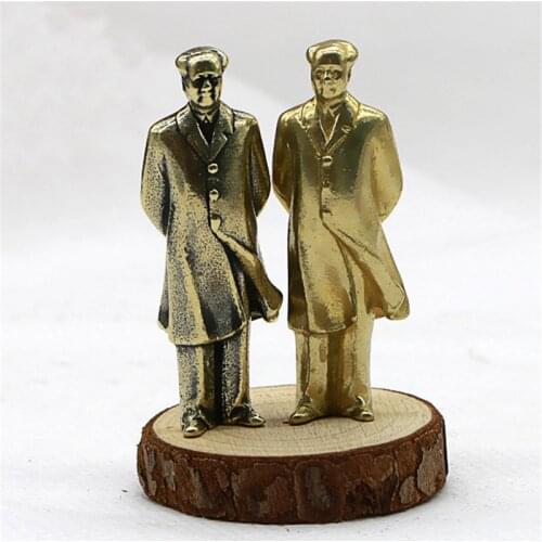Antique Copper Chinese Chairman Mao Figurines Small Ornaments Retro Brass Home Decor Accessories Car Desk Decorations Craft Gift