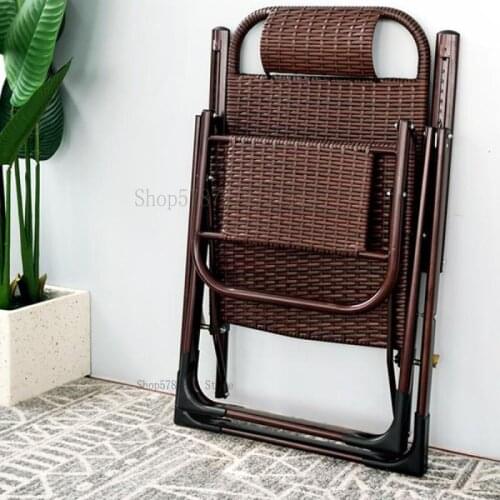Rattan chair cool chair recliner folding lunch break rattan chair siesta balcony home leisure chair old man back chair lazy