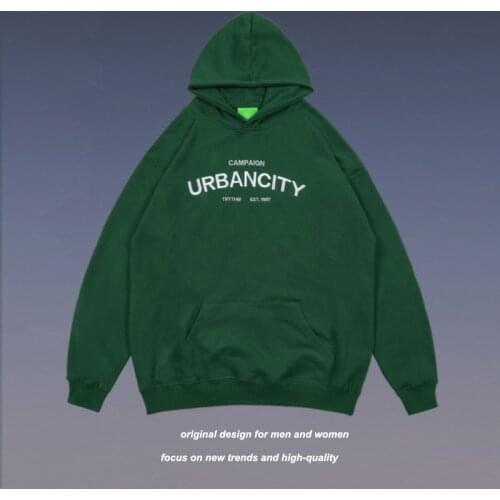 Hip Hop Retro Hoodie Mens Autumn Embroidered Green Pullover Korean Style Loose Street Sweater Fashion Mens and Womens Hoodies