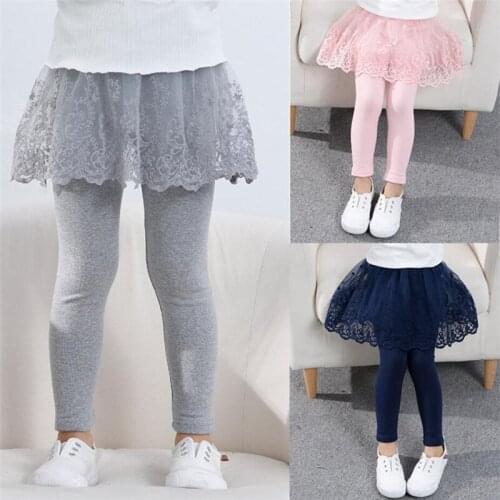 Fashion 2020 Cotton Baby Girls Leggings Lace Princess Skirt-pants Spring Autumn Slim Skirt Trousers for 2-6 Years Kids Clothes