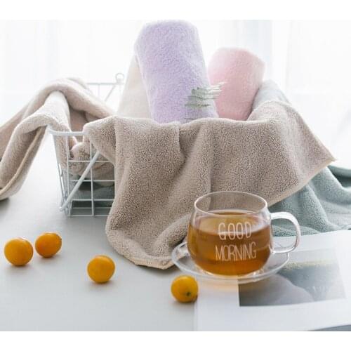 Microfiber absorbent towel pure color soft high-density face towel customization coral velvet face clean towel 2pcs 75*36cm