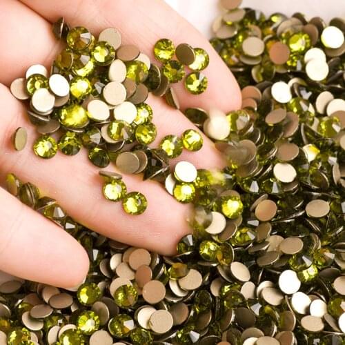 YANRUO Rhinestones Olivine Non Hot-Fix Strass Crystals Glue on Rhinestones Blue Accessories Crystal Beads