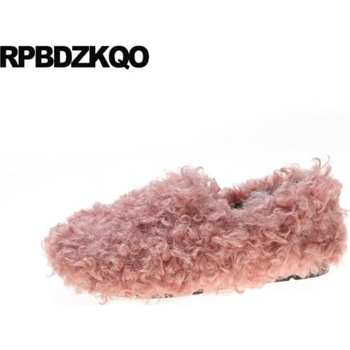 Women slip on pink fur white designer comfortable round toe ladies black lightweight winter chinese cheap shoes china flats 2019
