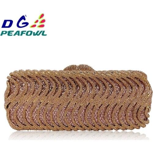 Hollow Out Crystal Striped Hasp Femme Wallet Shoulder Clutch Bag Wedding Evening Dinner Hanging Toiletry Bag For Woman