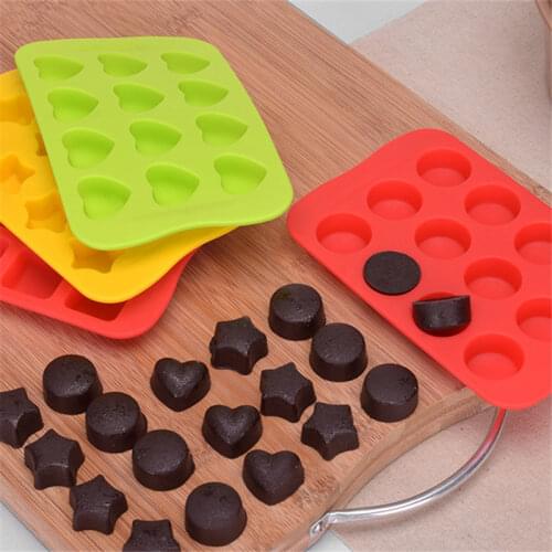 12 Grid Ice Cream Mold Silicone Chocolate Mold Tray Creative Star/Heart/Round/Square Shaped Ice Cube Cake decoration Mold