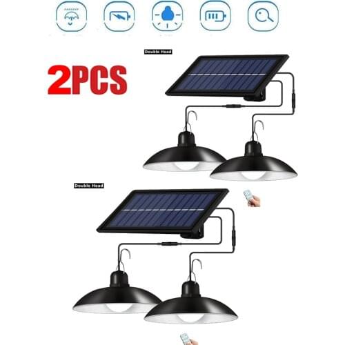 2pcs Retro Lampshade Solar Pendant Chandelier solar Light Outdoor Garden Decoration Fence Stair Pathway Yard Sunlight Security W