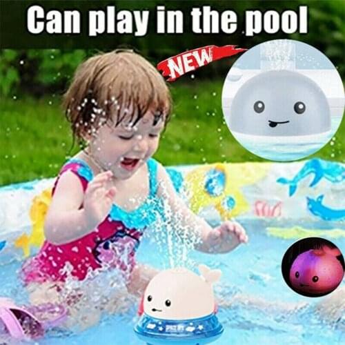 2 In 1 Bathroom Water Spray Toys for Children Kawaii Animal Whale Induction Swimming Pool Spray Ball Bathing Toy with Light