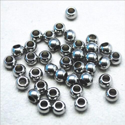 50pcs stainless steel matching beads big hole 4mm 6mm 8mm 10mm round shape for your diy jewelry making silver colors top selling
