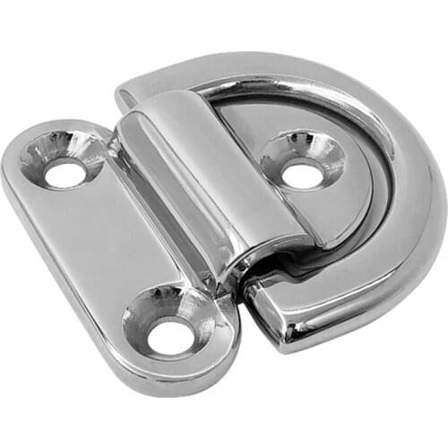 4pcs 1/4inch Stainless D Ring Tie Down Anchor for Cargo Trailer Marine Boat RV with Mounting Bracket