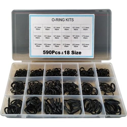 590 pieces (18 sizes) Thickness 1.5mm 2.4mm Nitrile Rubber NBR O-Ring Gasket Ring Assortment Kits