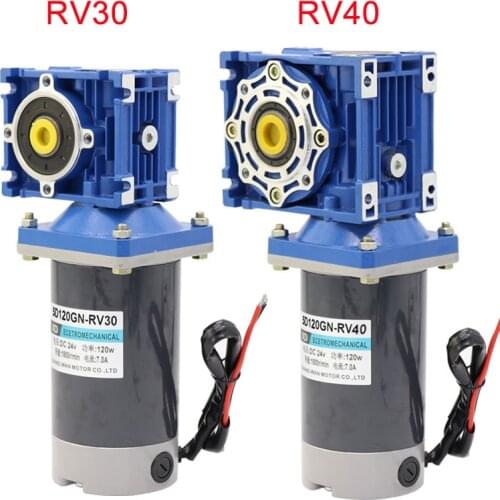 5D120GN-RV30/RV40 DC 12V/24V 120W Turbo Worm Gear Motor with Self-Locking Large Torque Metal Gearbox Gearmotor CW/CCW 21-420RPM