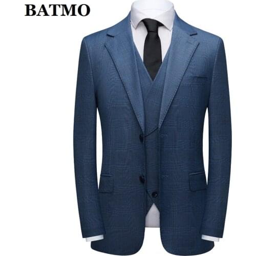 BATMO 2021 new arrival high quality casual Plaid suits men,male wedding dress,plus-size M-4XL 3631