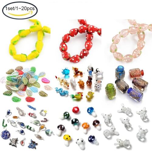 1~20pcs Handmade Lampwork Beads Mushroom/Mixed Shapes Mixed Color For Jewelry Making