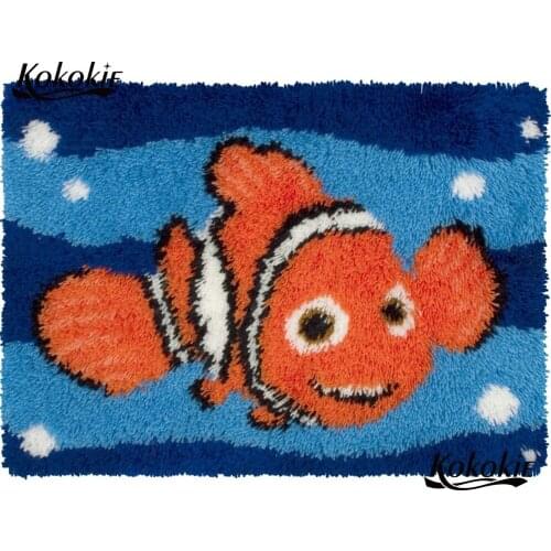 Diy tapijt latch hook rug canvas 3d printing vloerklee foamiran for needleworksets knooppakket fish crocheting tapis home decor