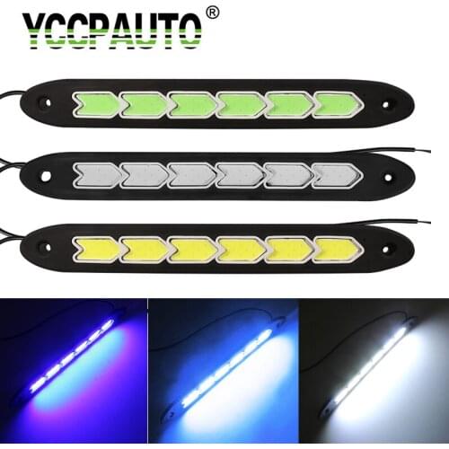 YCCPAUTO 2Pcs Flexible LED Daytime Running Light Bar Waterproof COB Fog Lamp DRL Auto Driving Light White Blue Ice Blue DC12V