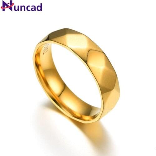 Euro-American New Fashion Simple Frosted Multi Faceted Smooth Gold Tungsten Steel Ring
