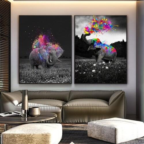 Fantasy Elephant Wall Art Posters Animal Print on Canvas Wall Pop Art Decorative Pictures for Living Room Decor No Frame