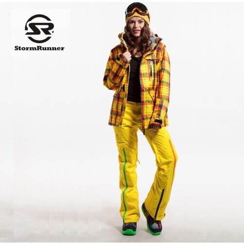 Guarantee Authentic! StormRunner Women Ski Suits Jacket+Pants Set Water-Proof Thermal Cottom- Padded Snowboard Womens Ski Sets