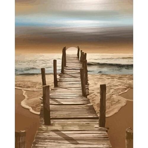 Gatyztory Frame Painting By Numbers Landscape Canvas Drawing Handpainted Kits Acrylic Paints Art Unique Gift Wall Decor 60×75cm
