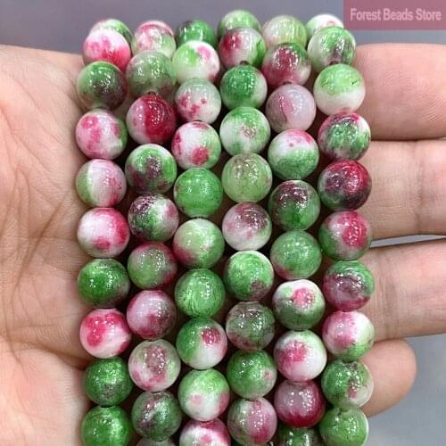 6/8/10/12mm Natural Light Green Red Persian Jades Round Spacer Beads for DIY Jewelry Making Accessories Necklace Bracelet 15