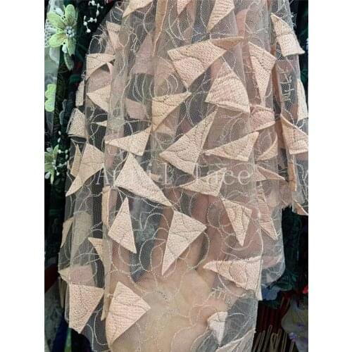 LZ0112# 5yards/Lot Pink 3D Embroidery Tulle Mesh French Lace Fabric For Sawing Wedding Bridal Dress/Occasion