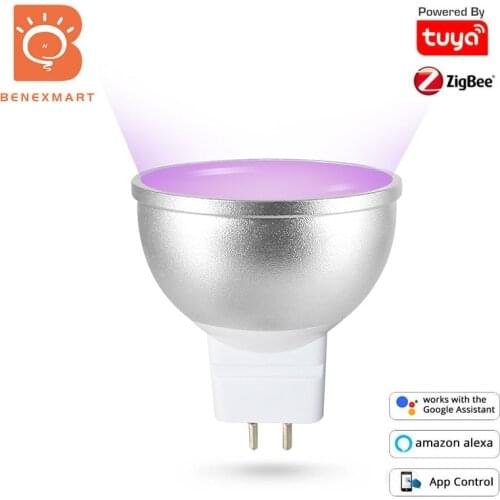 Benexamrt MR16 Tuya Zigbee 3.0 Smart Led Bulb 5W RGBCW 12V Spotlight Bulb Work with SmartThings Alexa Google Home