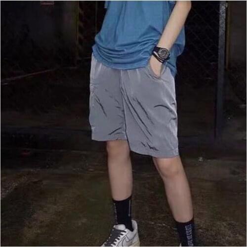 Summer Metallic Nylon Tooling Style Lightweight Mens Shorts Five-Point Pants Small Badge